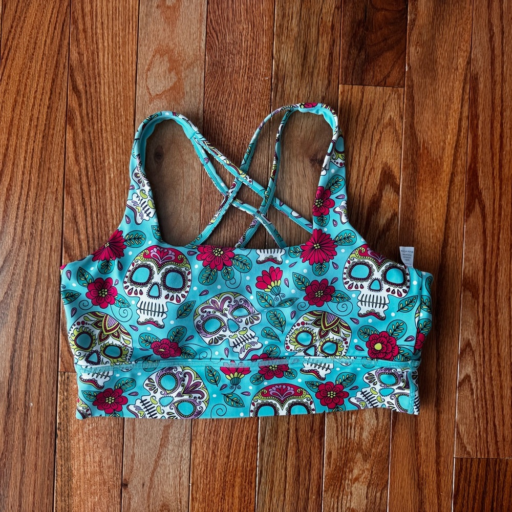 Constantly Varied Gear Colorful Skull Print, longline Sports Bra (retired print)